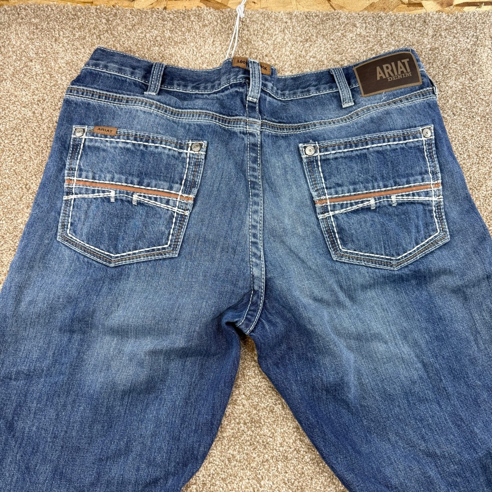 Ariat M4 Relaxed Boot Cut Jeans Mens 38x32 Medium Wash Cowboy 100% Cotton Denim
